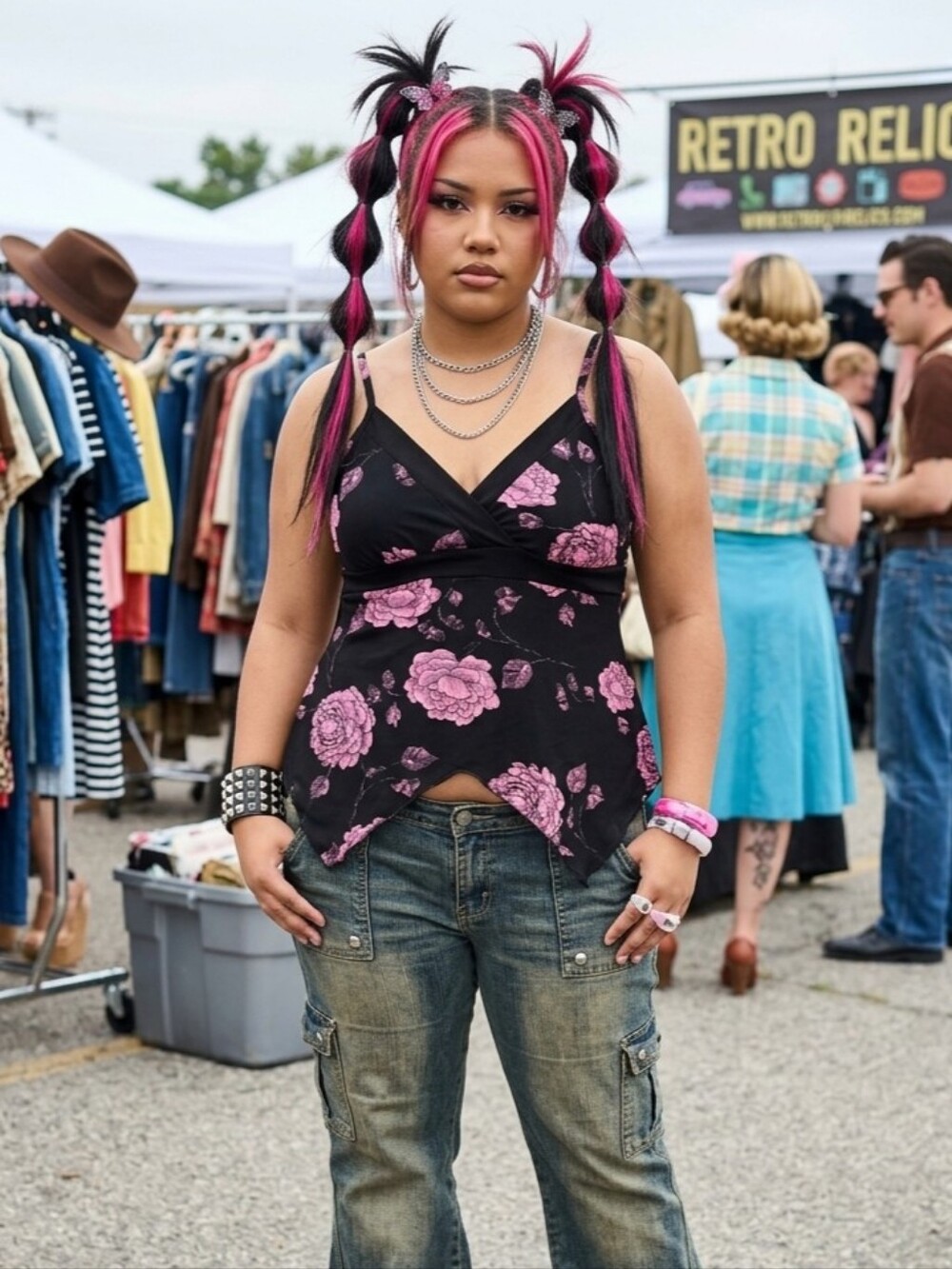 Y2K Slinky V-Neck Camisole Top with Handkerchief Hem